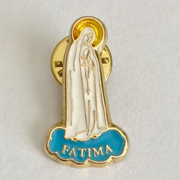 Vintage Saint Lady of Fatima of Portugal Pin Virgin Mary Blessed Mother Patron - Picture 3 of 8